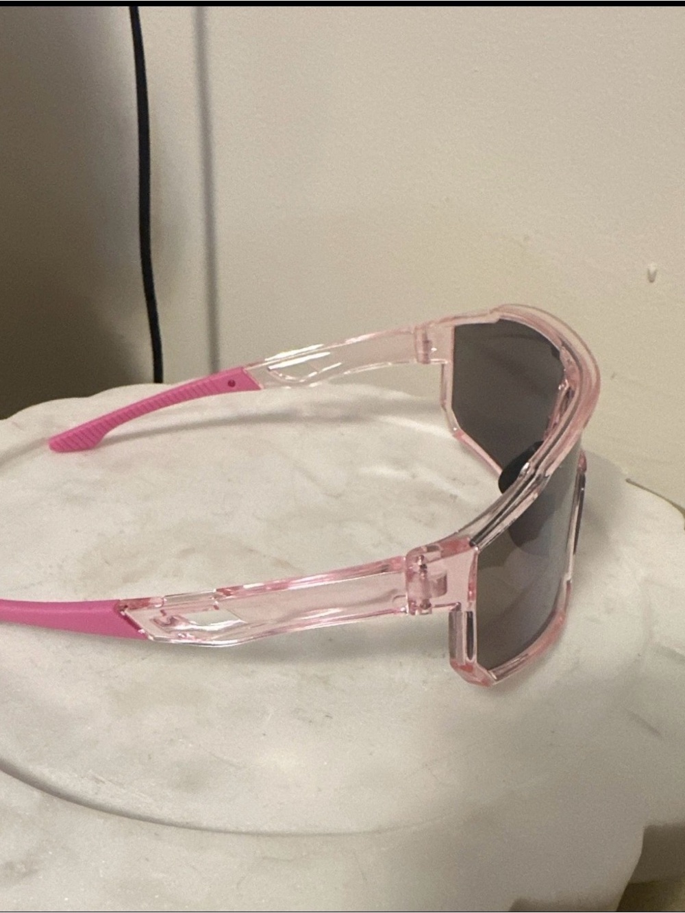 Pink Shield Visor Sunglasses with Iridescent Lens - Picture 2 of 5